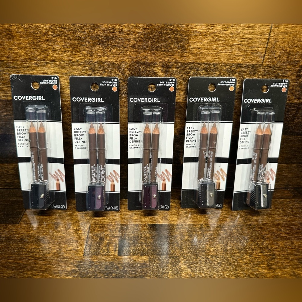 (5) COVERGIRL Easy Breezy Brow Fill + Define Eyebrow Pencil, 510 Soft Brown, NIB